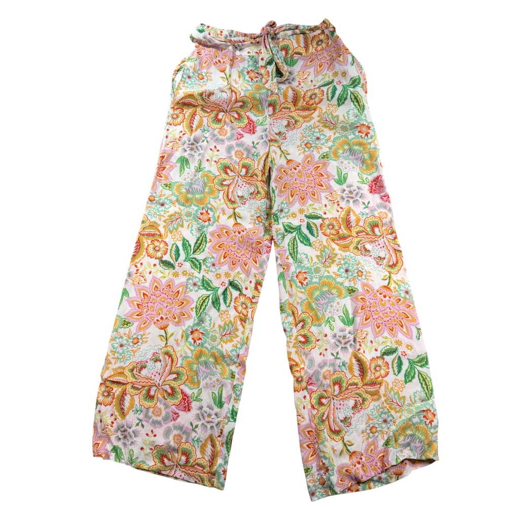 Fat Face Floral Paisley Wide Leg Viscose Trousers 2 Multicolor Boho Summer Pant